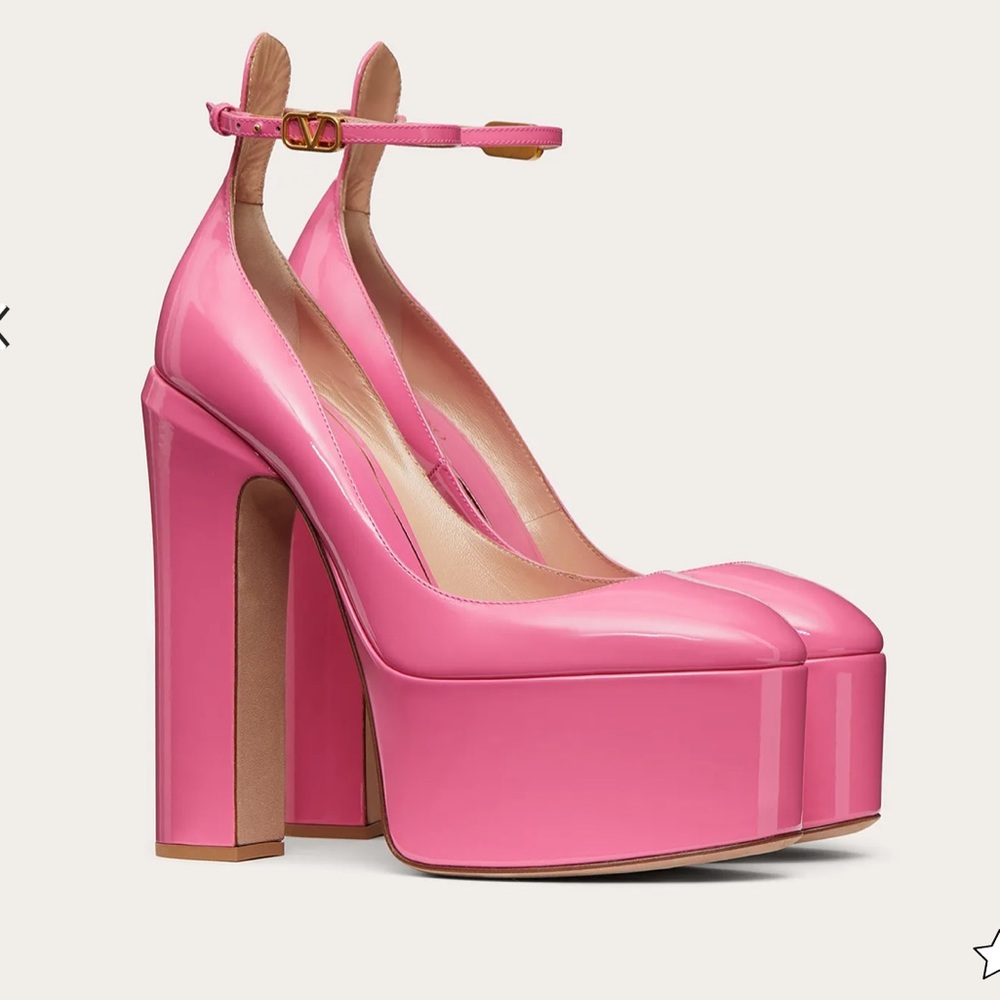 Valentino Platform Patent Leather Pumps Pink